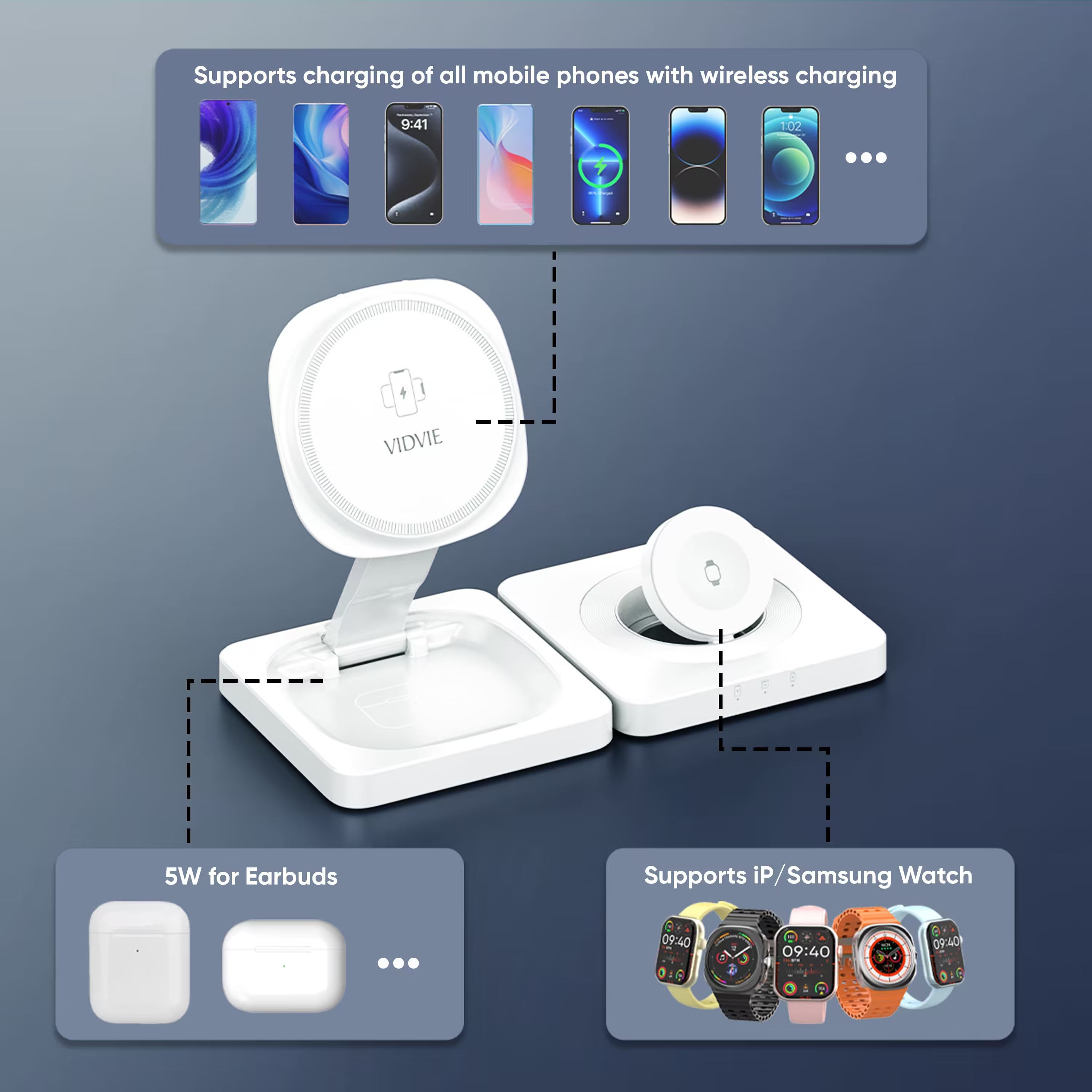Vidvie WLC 1425 – Base de Carga Inalámbrica Rápida