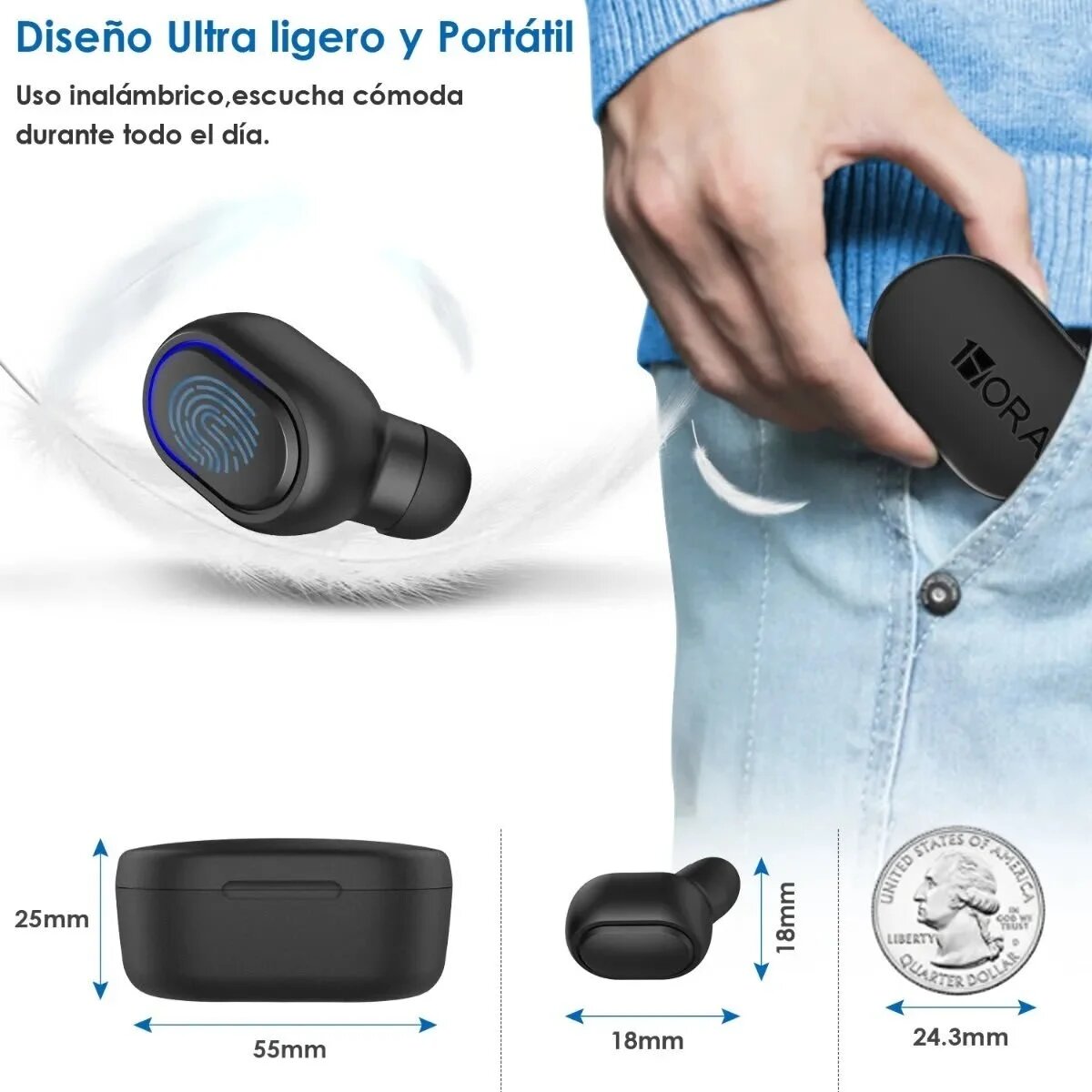 Audífonos Earbuds Bluetooth Manos Libres Negros AUT114