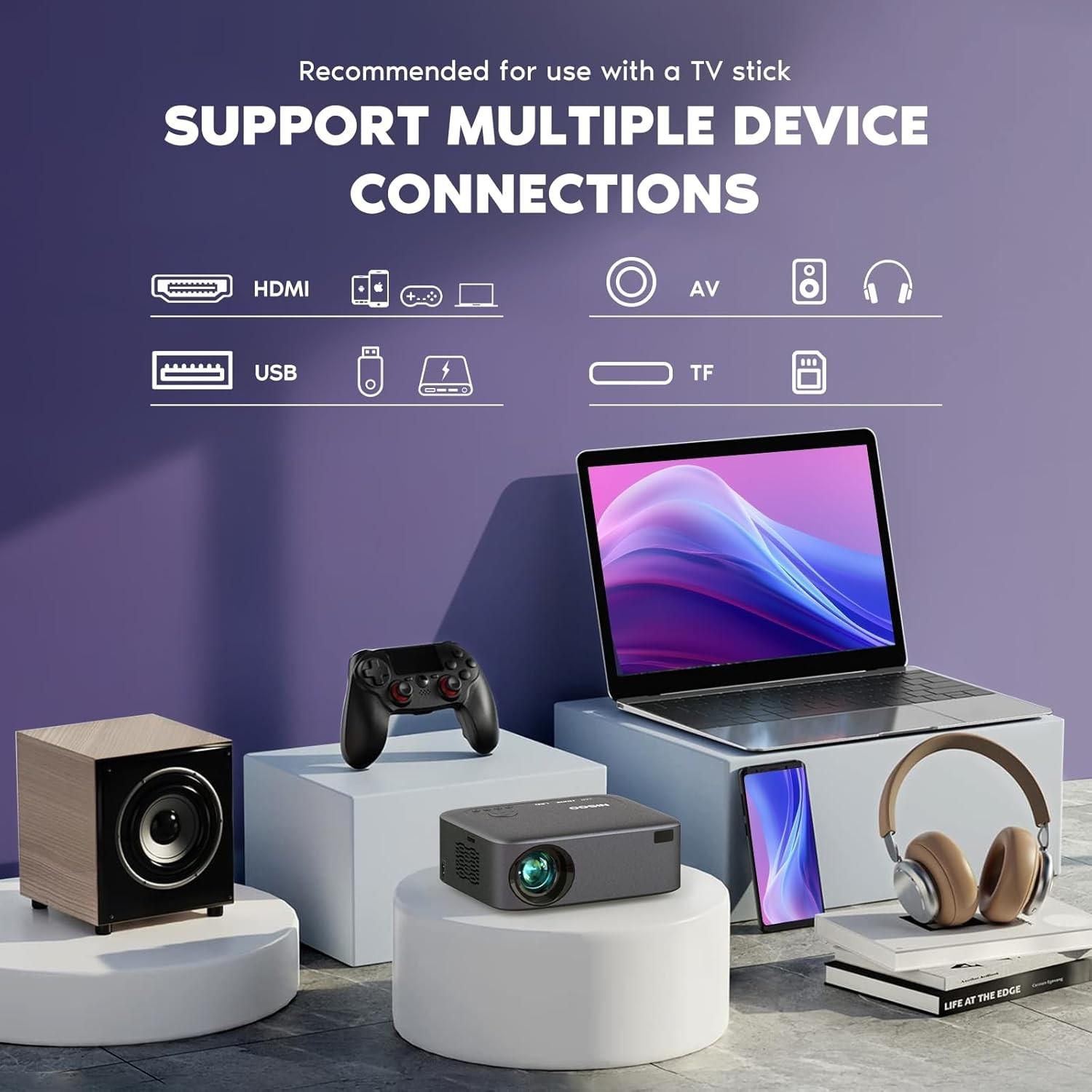 PROYECTOR NISOO CON ENFOQUE ELECTRICO FULL HD 1080P CON WIFI Y BLUETOOTH