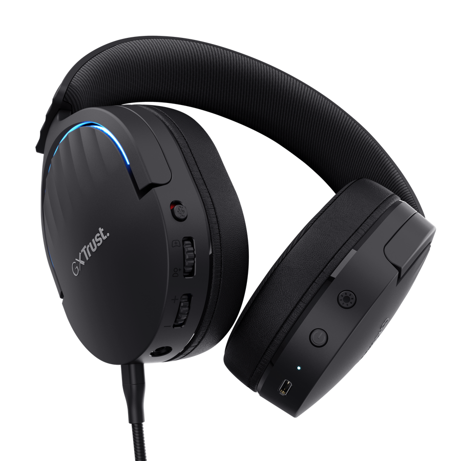 Auriculares Gamer Trust Fayzo Wireless (GXT 491) – 50 mm • 7.1 Virtual • Dual Wireless • RGB