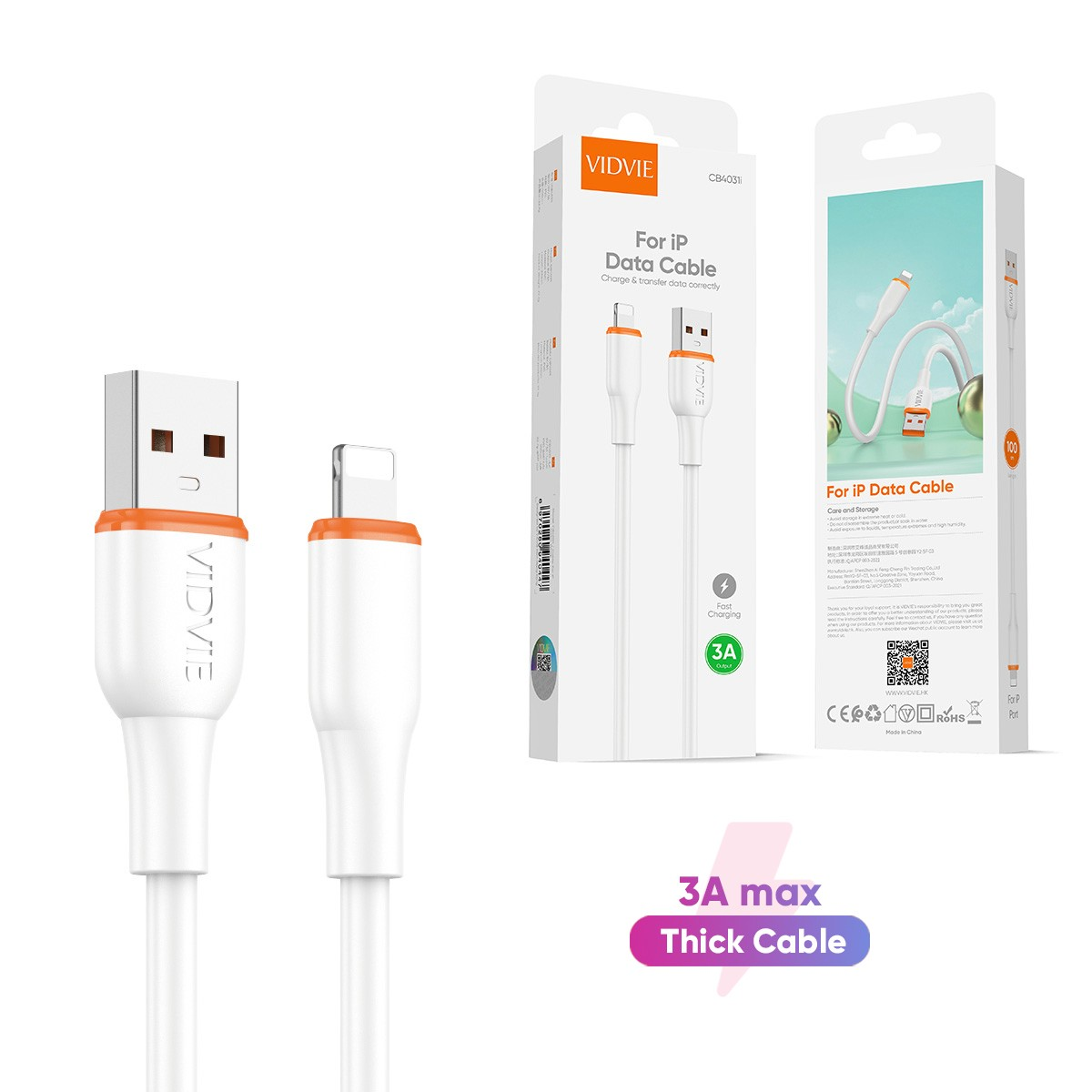 Cable Iphone Data Cable 1 mts 20W Vidvie CB4031i