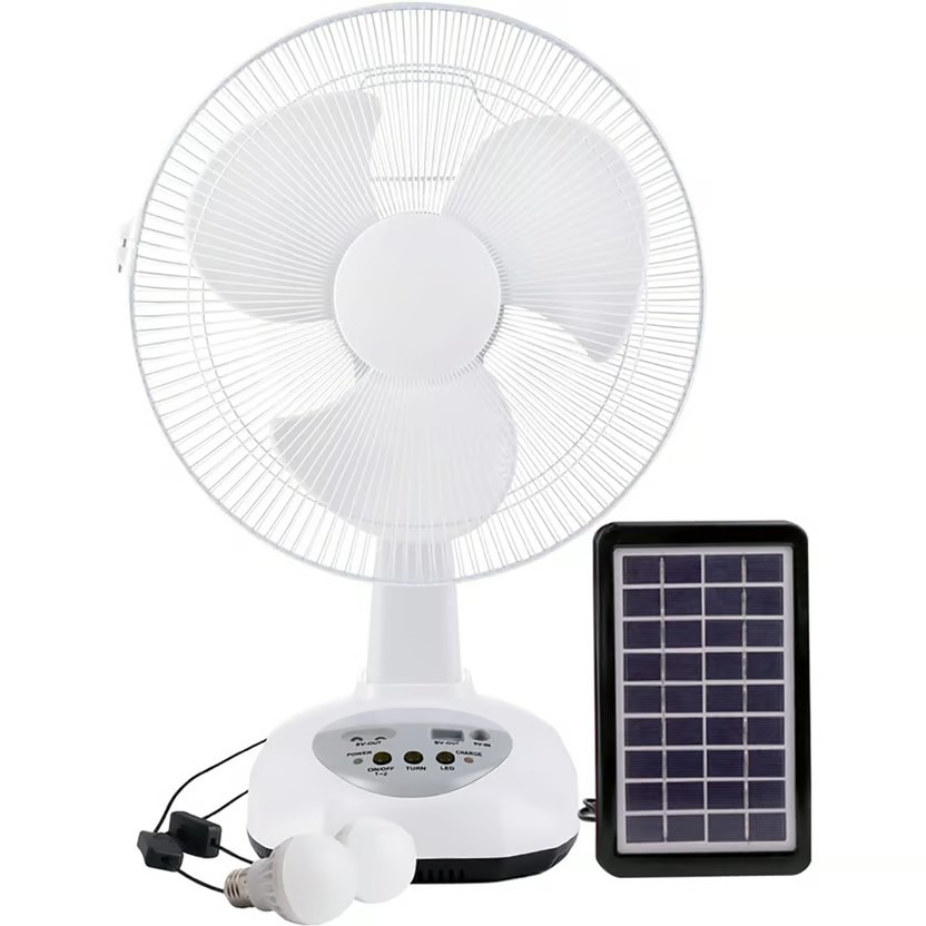Ventilador con Panel Solar 12 Pulgadas Bombillos Gd-8019