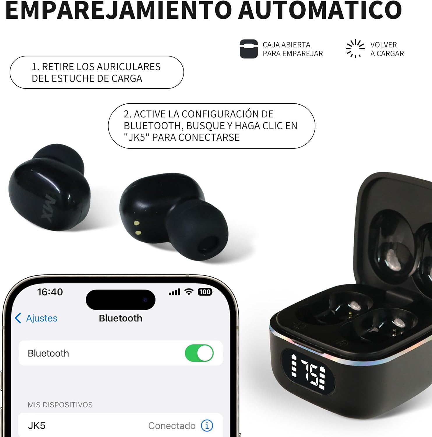 Audífonos inalambricos JKMX JK5 - Tienvir
