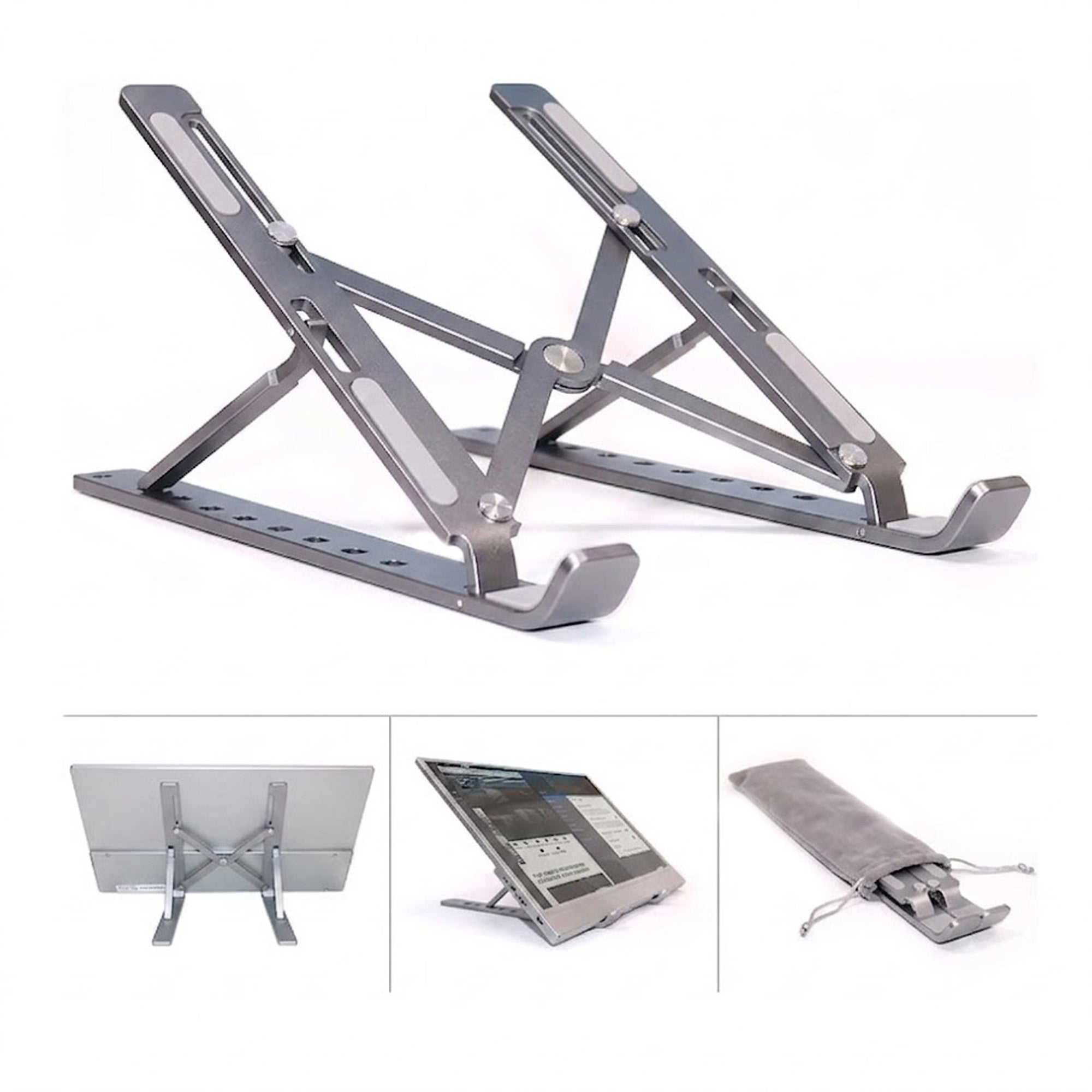 Soporte Metálico Reclinable para Computador Portátil con Altura Ajustable