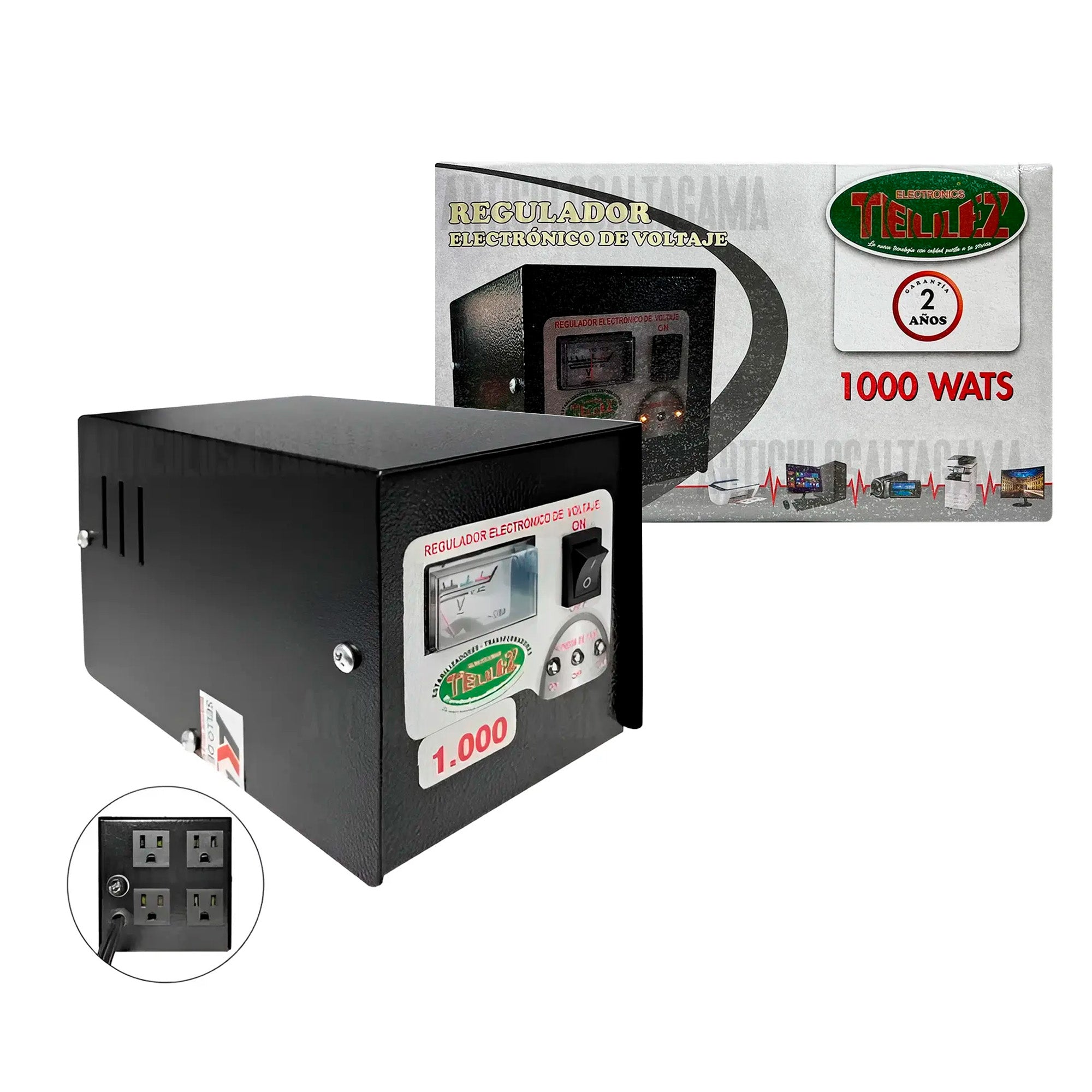 Estabilizador de Voltaje 1000W con 4 Tomas de Salida - Tienvir
