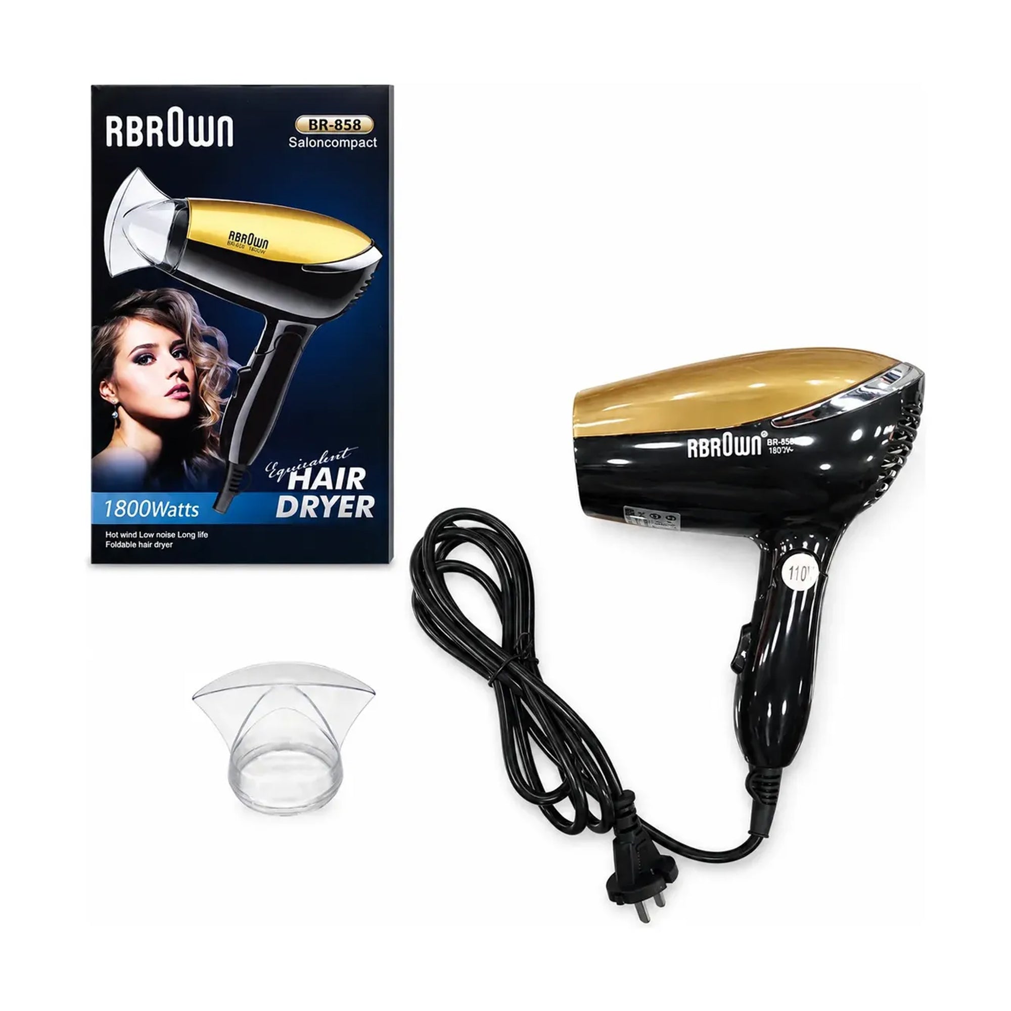 Secador de Cabello Portátil BR-858 1800W de Secado Eficiente