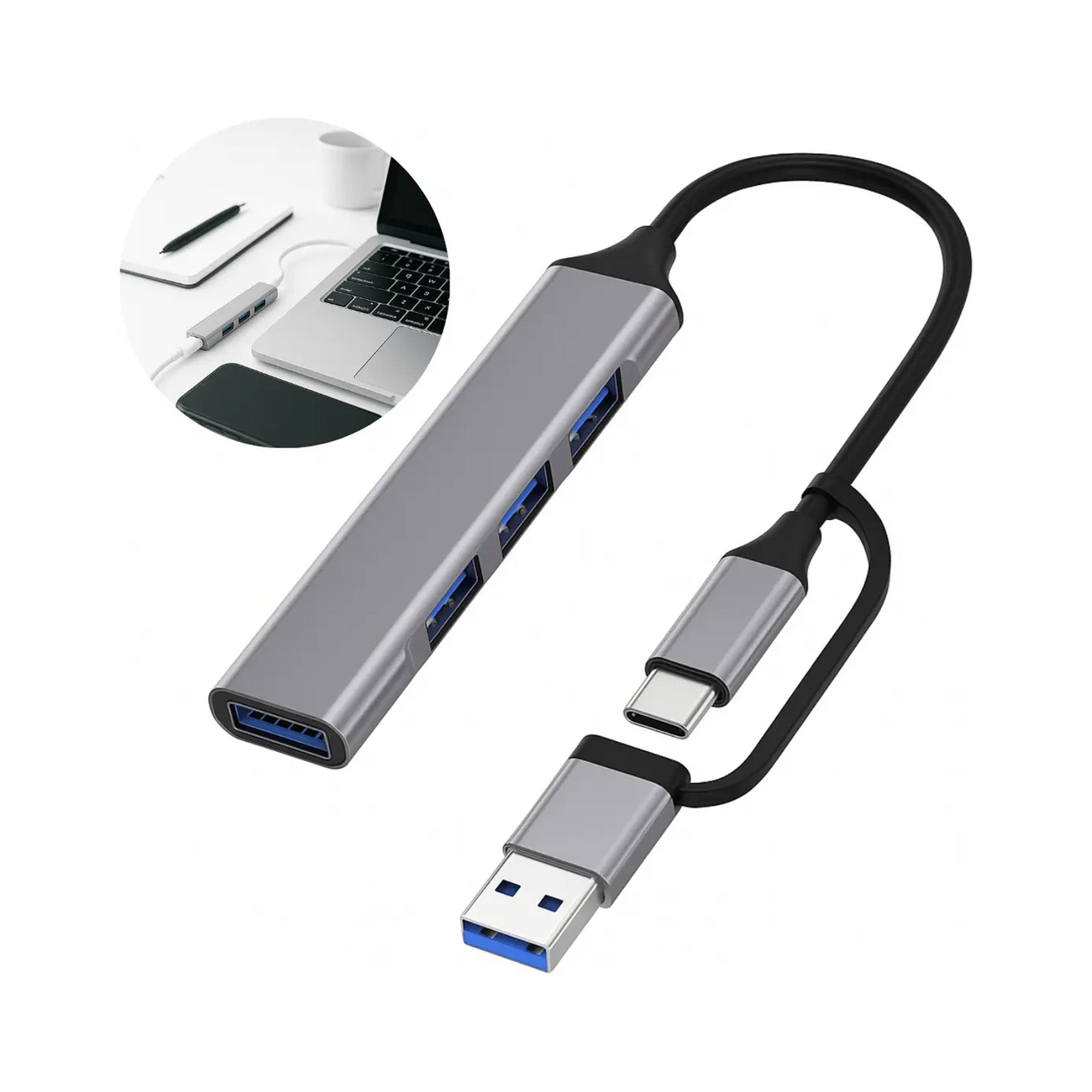 Hub Adaptador USB y Tipo C 5 en 1 Multiport