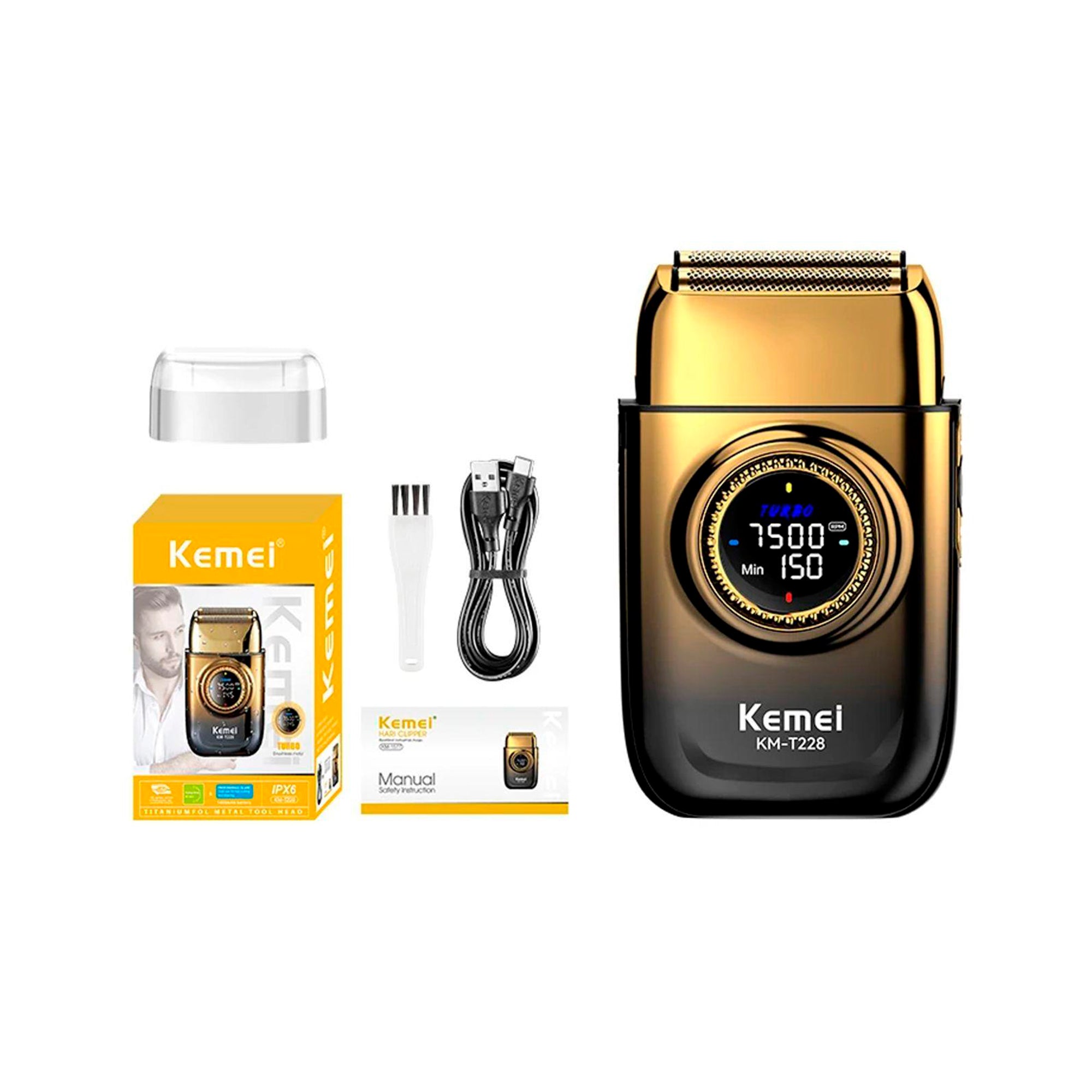 Afeitadora Kemei KM-228 Profesional – Pantalla LCD y 3 Velocidades - Tienvir