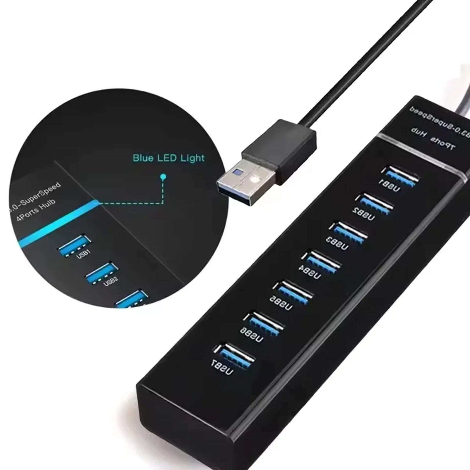 Hub USB de 7 Puertos Q-507 Multipuerto Plug & Play con Diseño Compacto