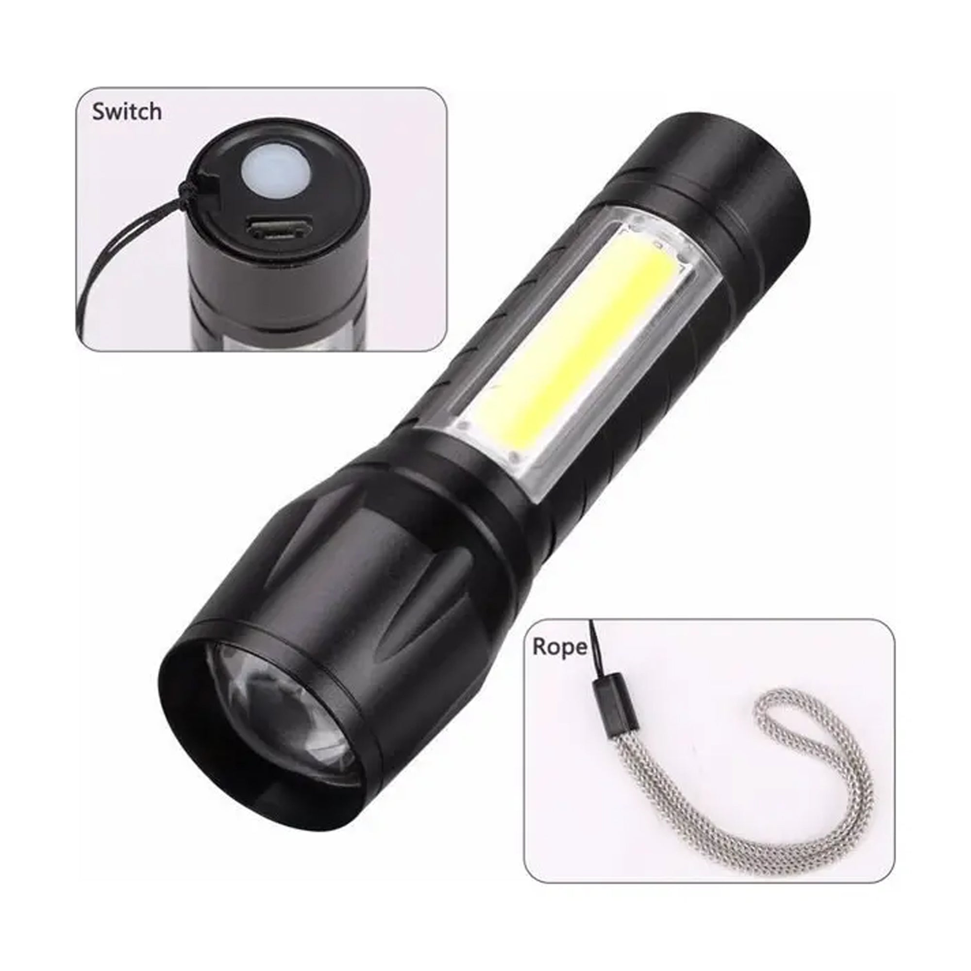 Linterna LED Recargable USB 511 Compacta de Alta Intensidad