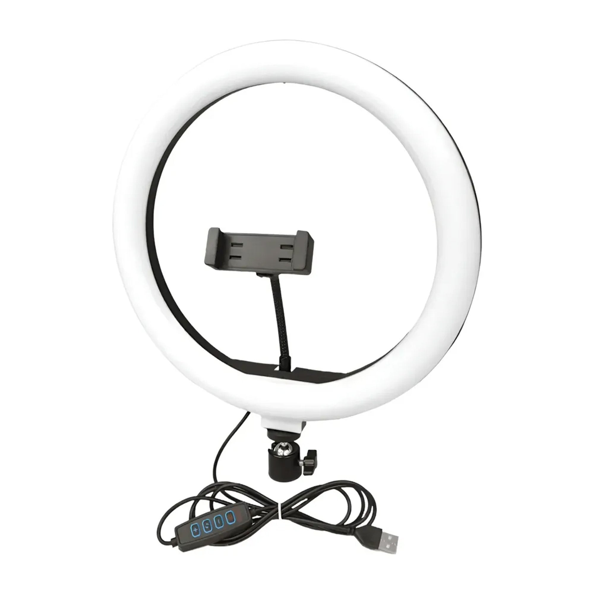 Aro de Luz LED 26 cm USB con Soporte para Celular – 3 Tonos de Luz