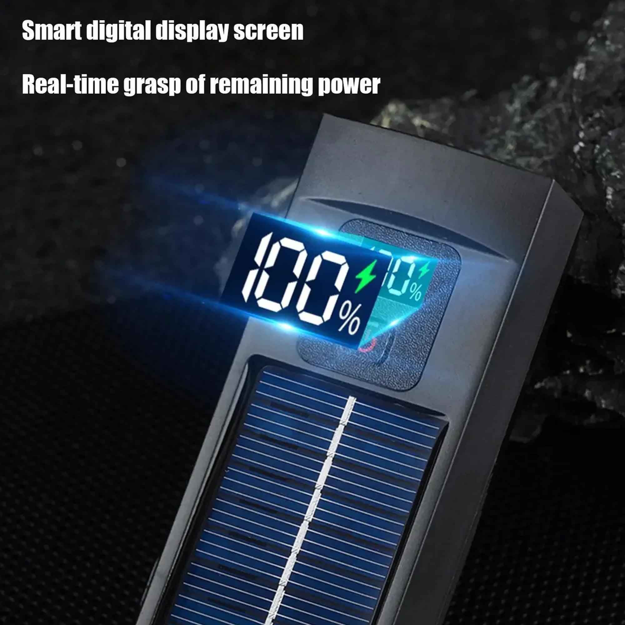 Luz Delantera para Bicicleta Recargable Solar y USB con Pantalla Digital LED