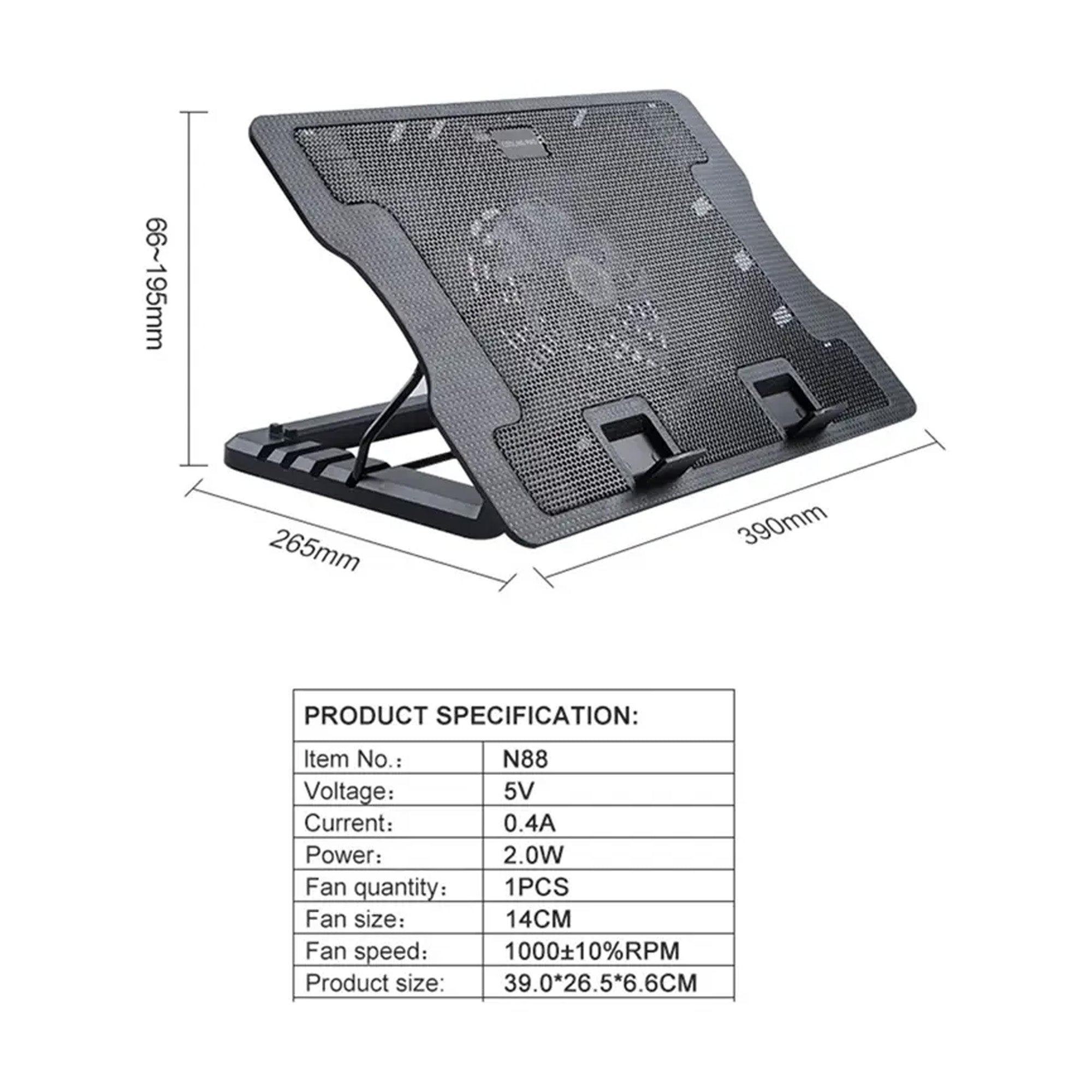 Base Refrigerante para Portátil con Ventilador y Luz LED