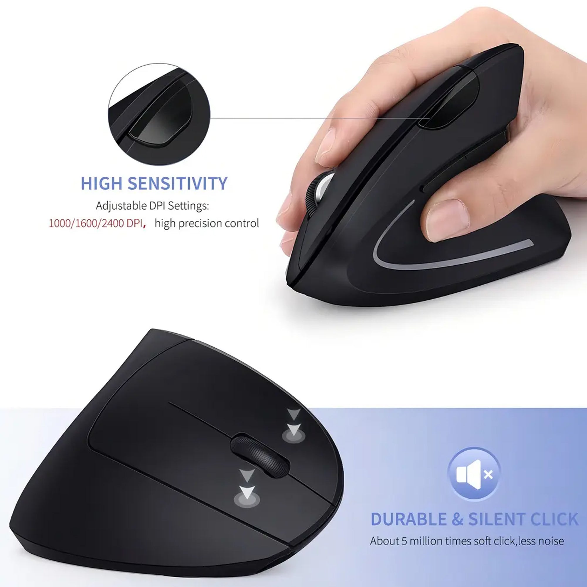 Mouse Ergonómico Inalámbrico Vertical 2.4 GHz USB