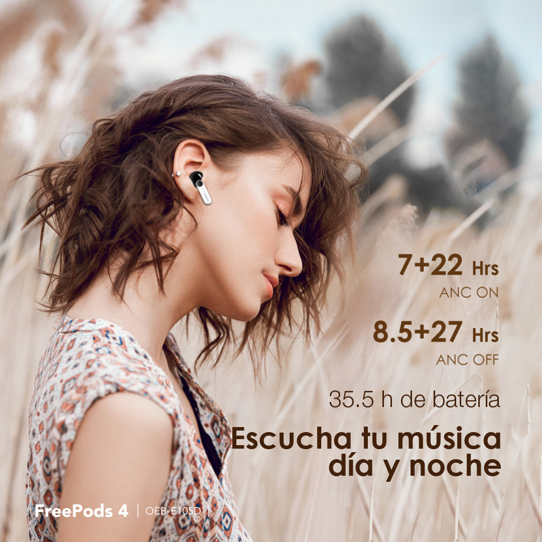 Audífonos Bluetooth con Cancelación de Ruido Activa FreePods 4