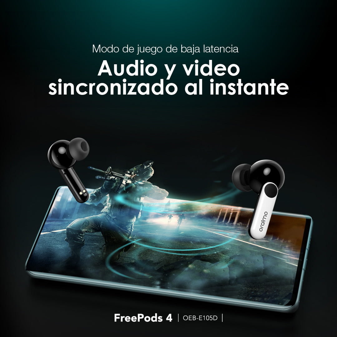 Audífonos Bluetooth con Cancelación de Ruido Activa FreePods 4