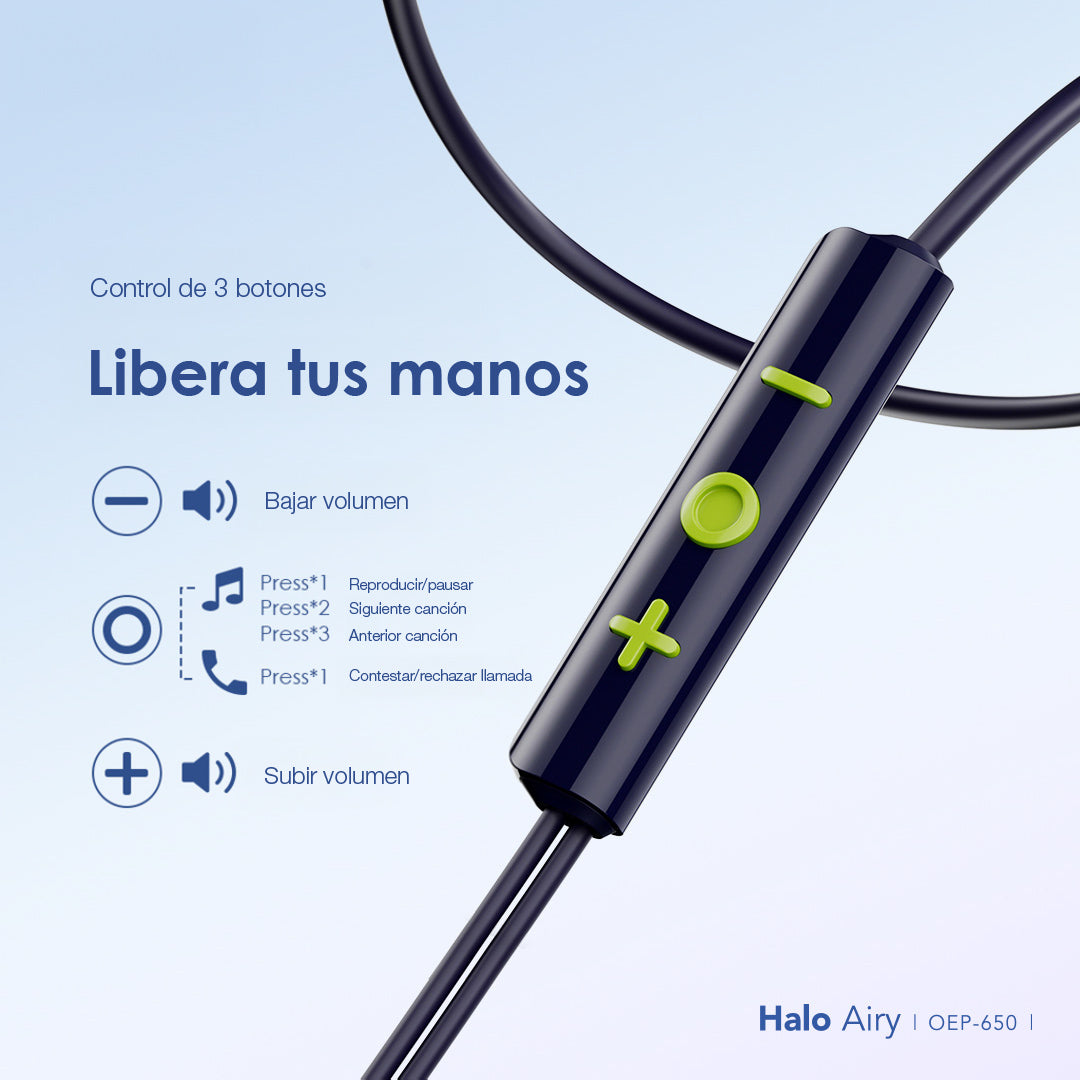 Audífonos Ergonomicos Tipo C Ultra Duraderos Halo Airy Negros