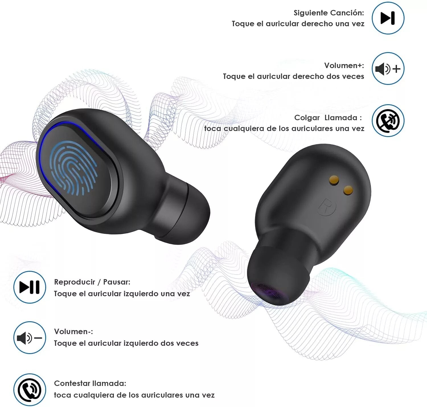 Audífonos Earbuds Bluetooth Manos Libres Negros AUT114