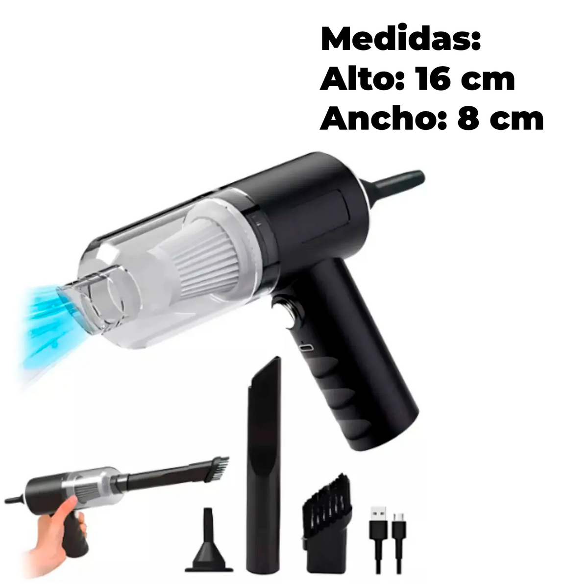 Aspiradora Portátil 3 en 1 Inalámbrica Recargable USB - Tienvir