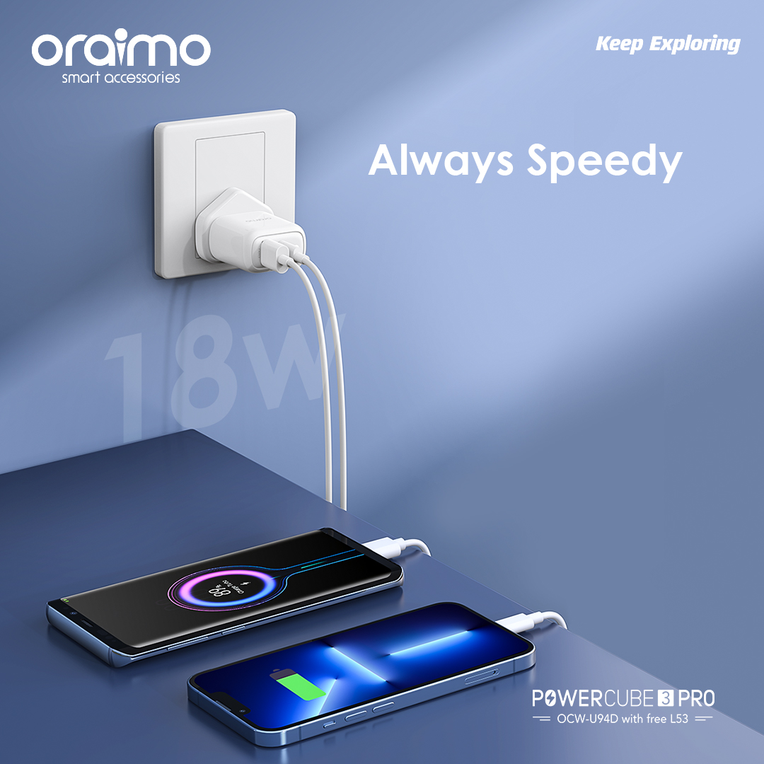 Cargador Carga Rapida 18W IPhone Oraimo PowerCube 3 Pro