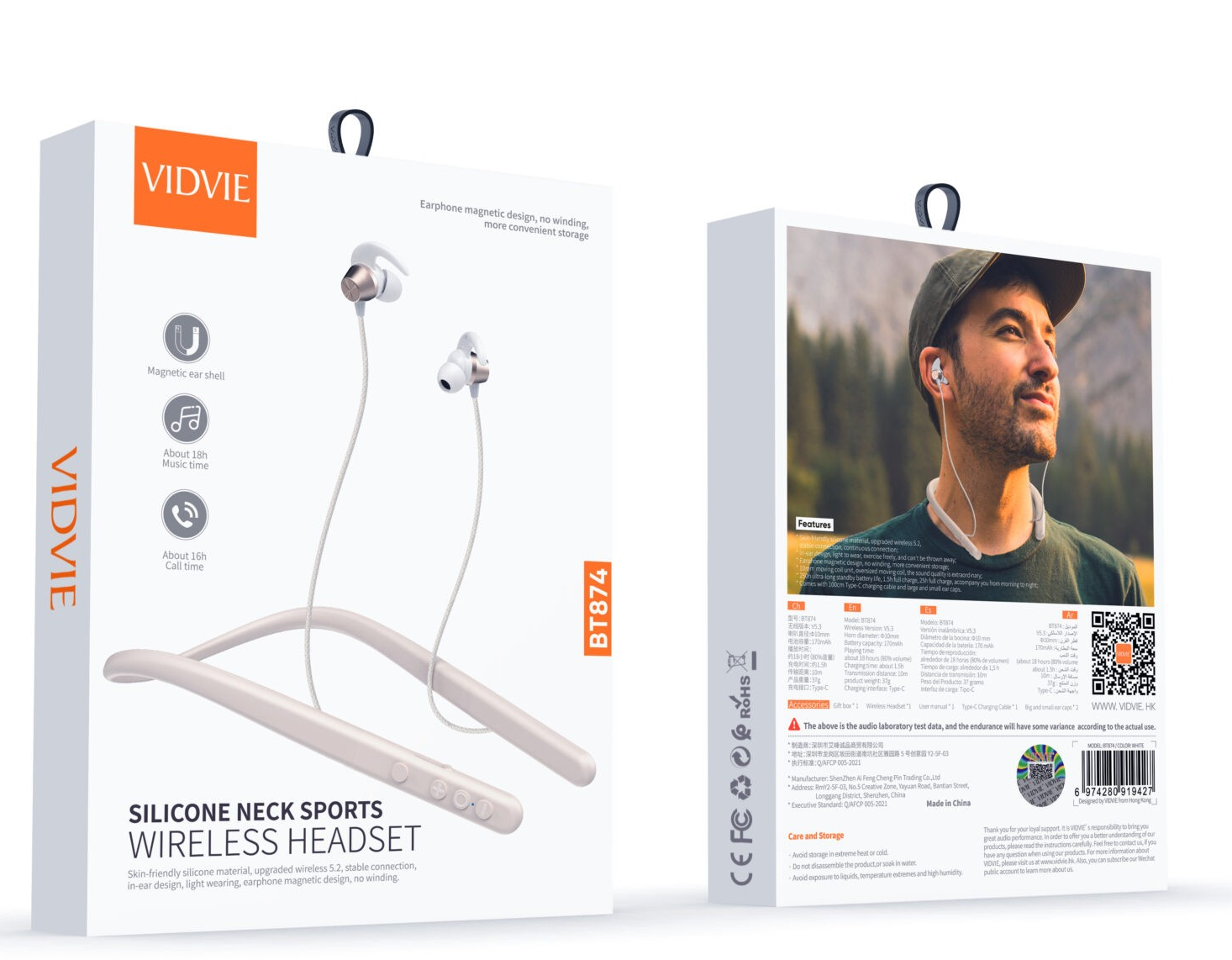 Audífonos Cuellera Bluetooth Vidvie BT874 Inalámbricos con Micrófono Integrado - Tienvir