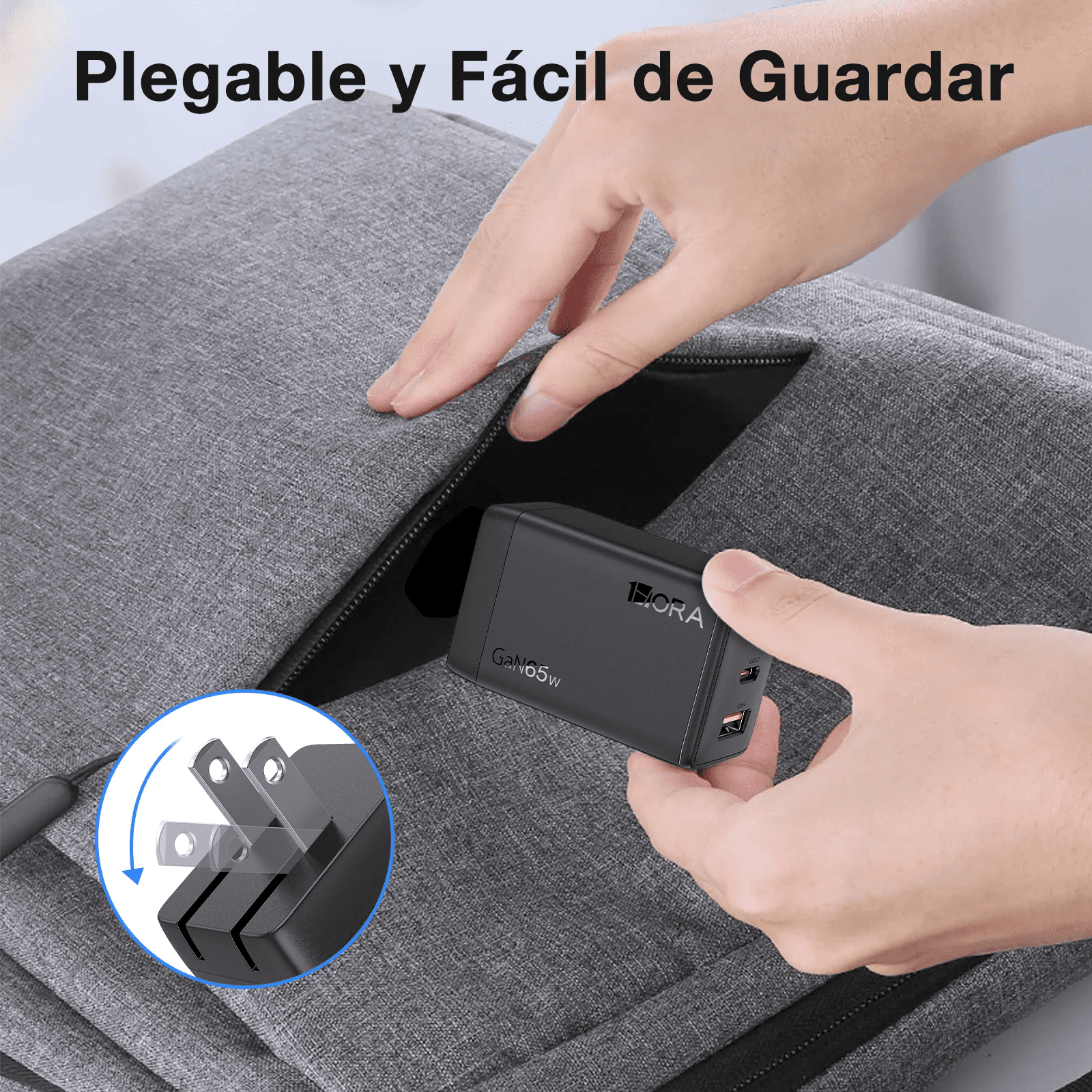 Cargador 65W con Cable Tipo C a Tipo C de carga rápida GAR322