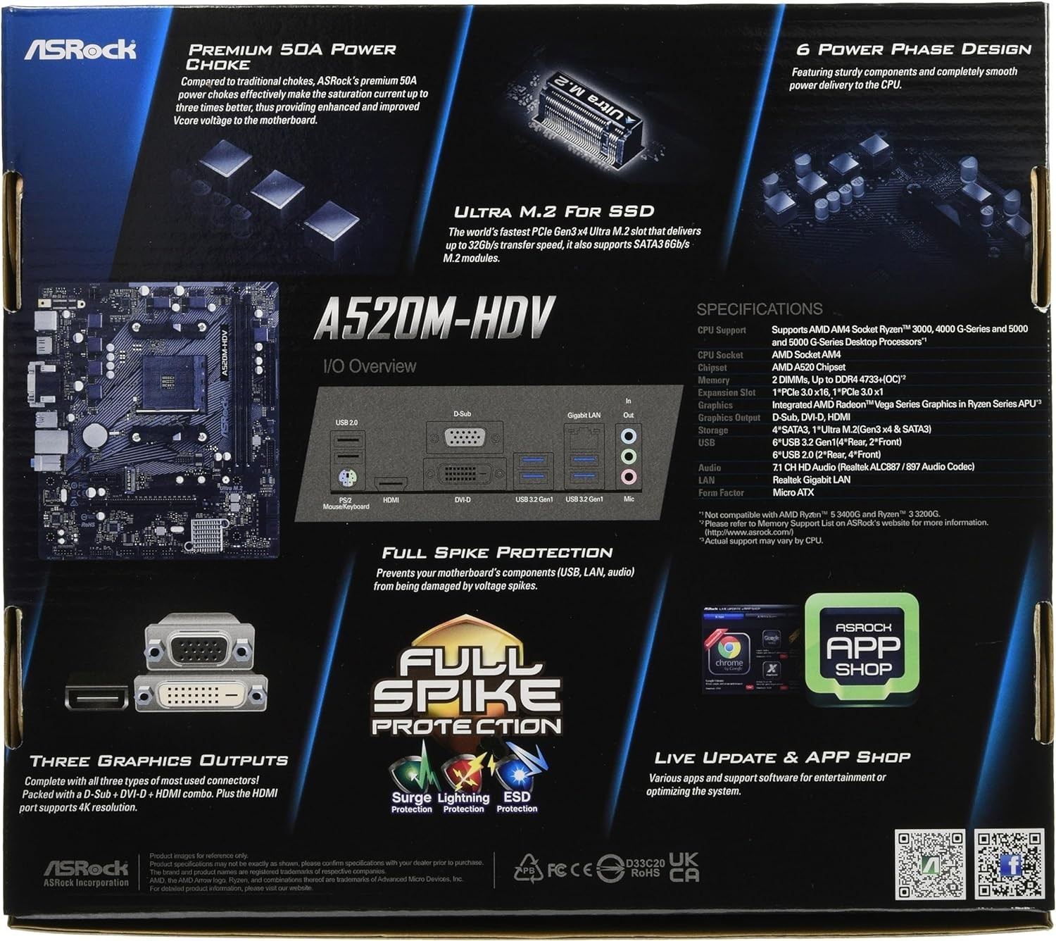 Placa Madre ASRock A520M-HDV AM4