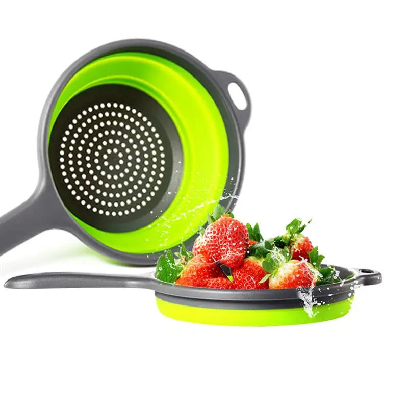 Colador Escurridor Silicona Plegable Para Frutas Y Verduras
