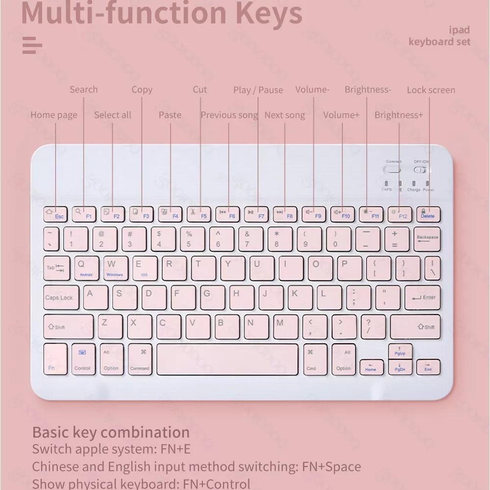 COMBO TECLADO + MOUSE INALÁMBRICO COLORES PASTEL