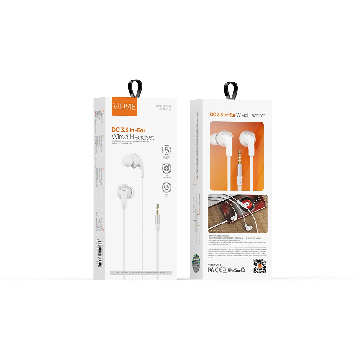 Audifonos Alambricos DC3.5 In-Ear Wired Headset Vidvie HS670