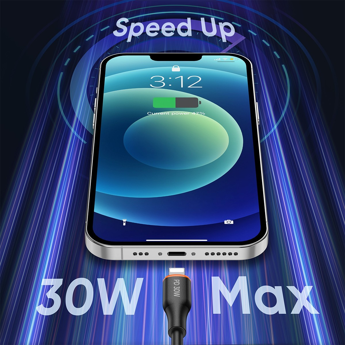 Cable Tipo C a Iphone 1 mts 30W Vidvie CB4031C