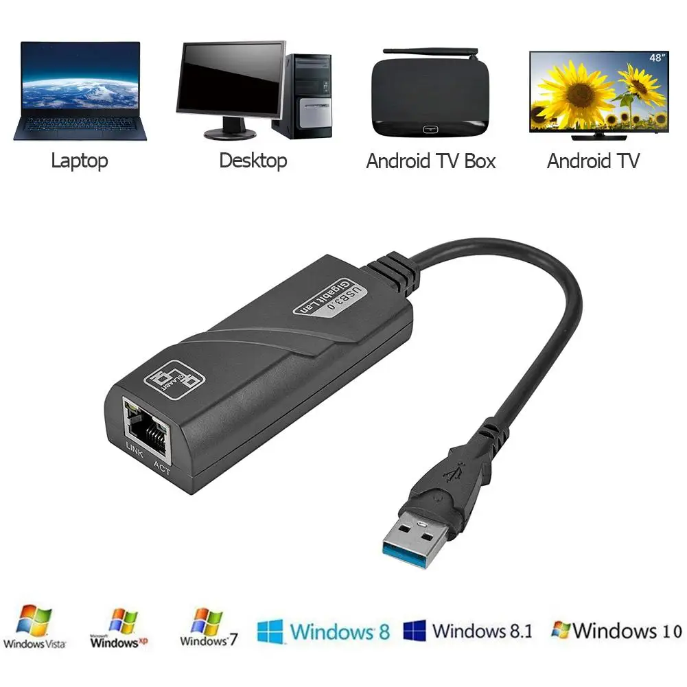 Adaptador RJ45 Puerto LAN A USB 3.0 Hasta 1000mbps