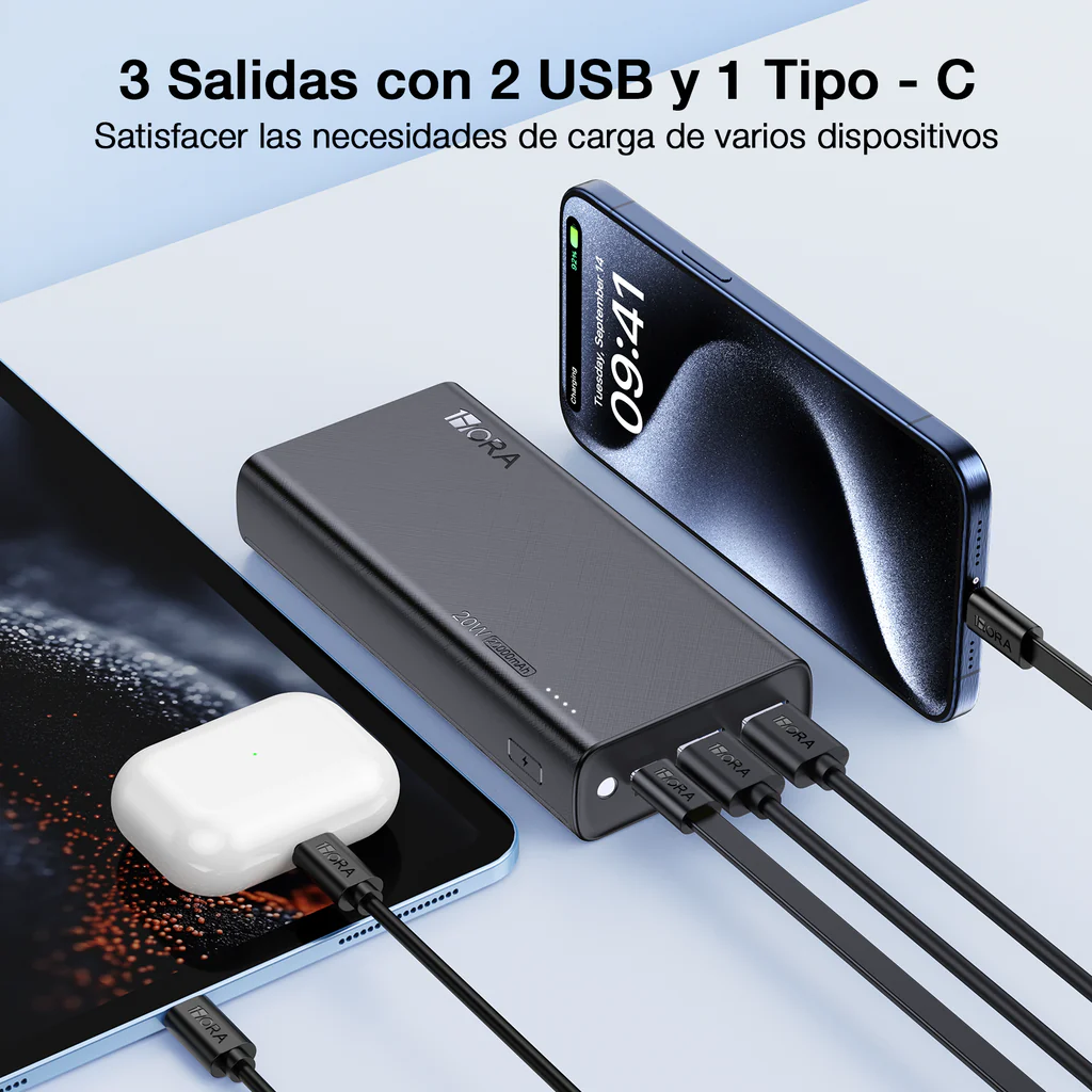 Power Bank 20000mAh Carga Rapida de 20W GAR158
