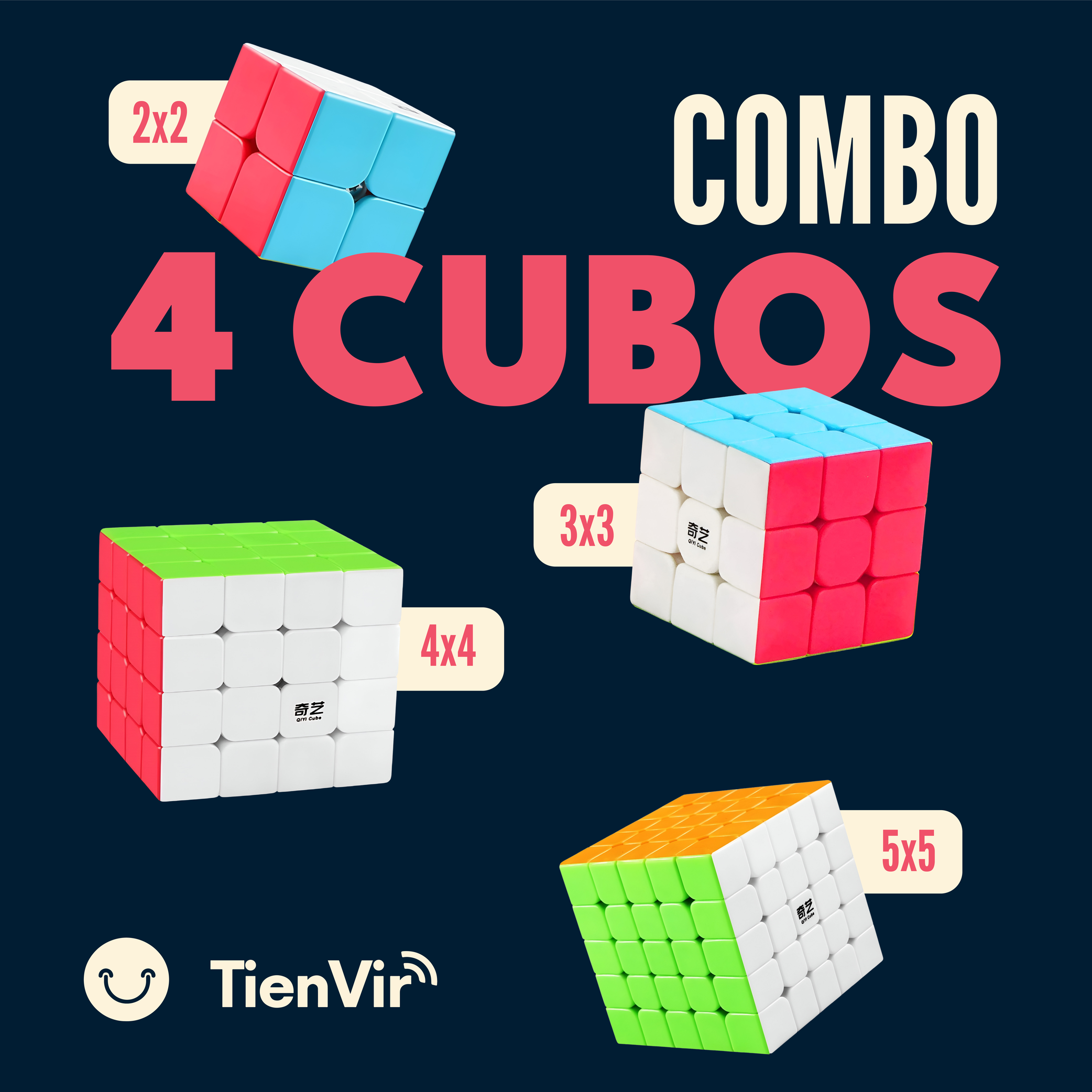 Set Cubos Rubik QiYi 2x2+3x3+4x4+5x5 Promo