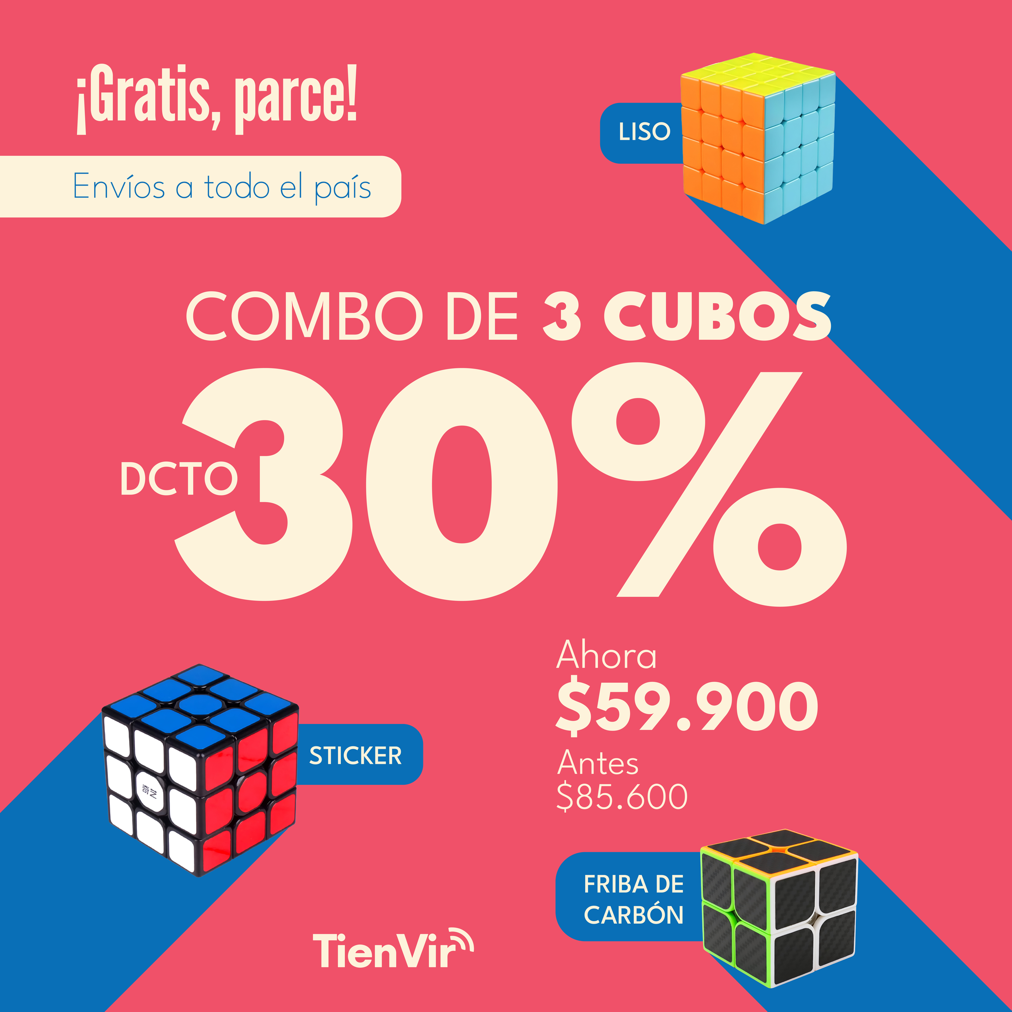 Set Cubos Rubik QiYi 2x2+3x3+4x4 Promo