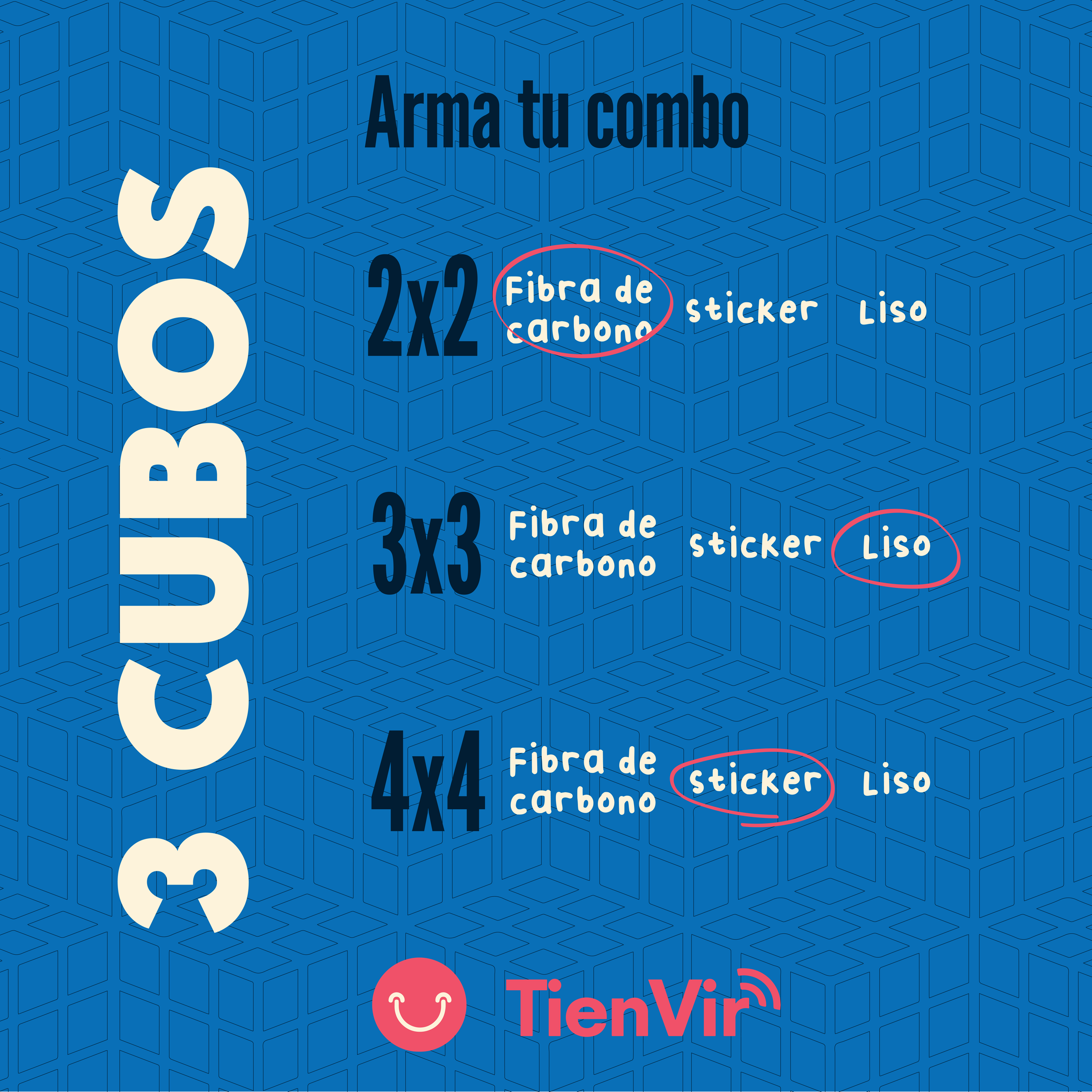 Set Cubos Rubik QiYi 2x2+3x3+4x4 Promo