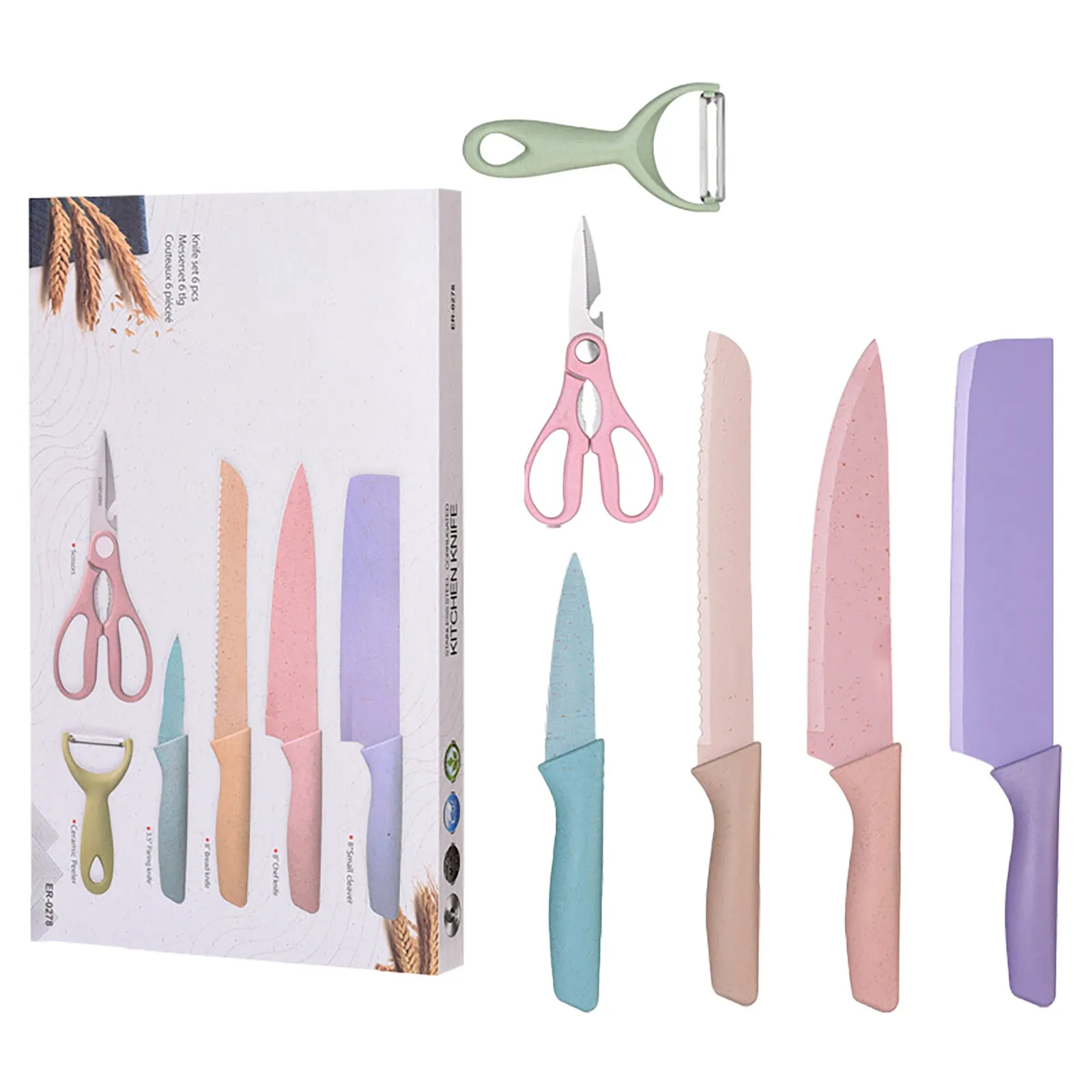 Kit Cuchillos con Pelador y Tijeras