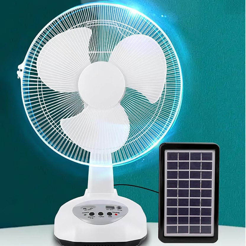 Ventilador con Panel Solar 12 Pulgadas Bombillos Gd-8019