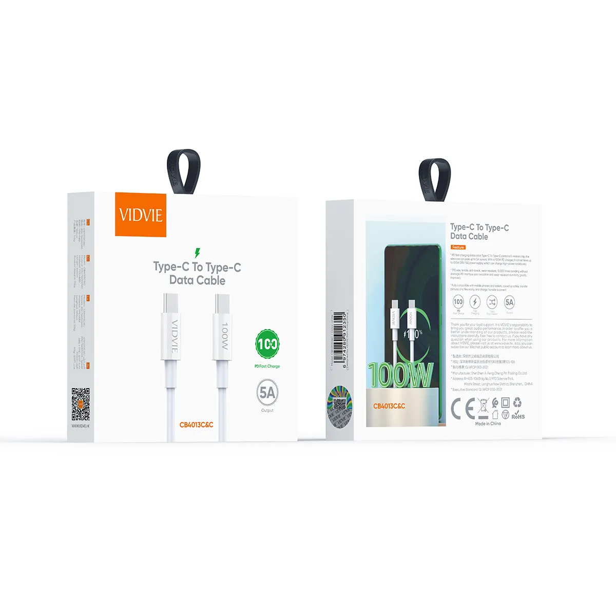 CABLE TYPE-C A TYPE-C DE 100W – MÁXIMA POTENCIA Y VELOCIDAD CB4013