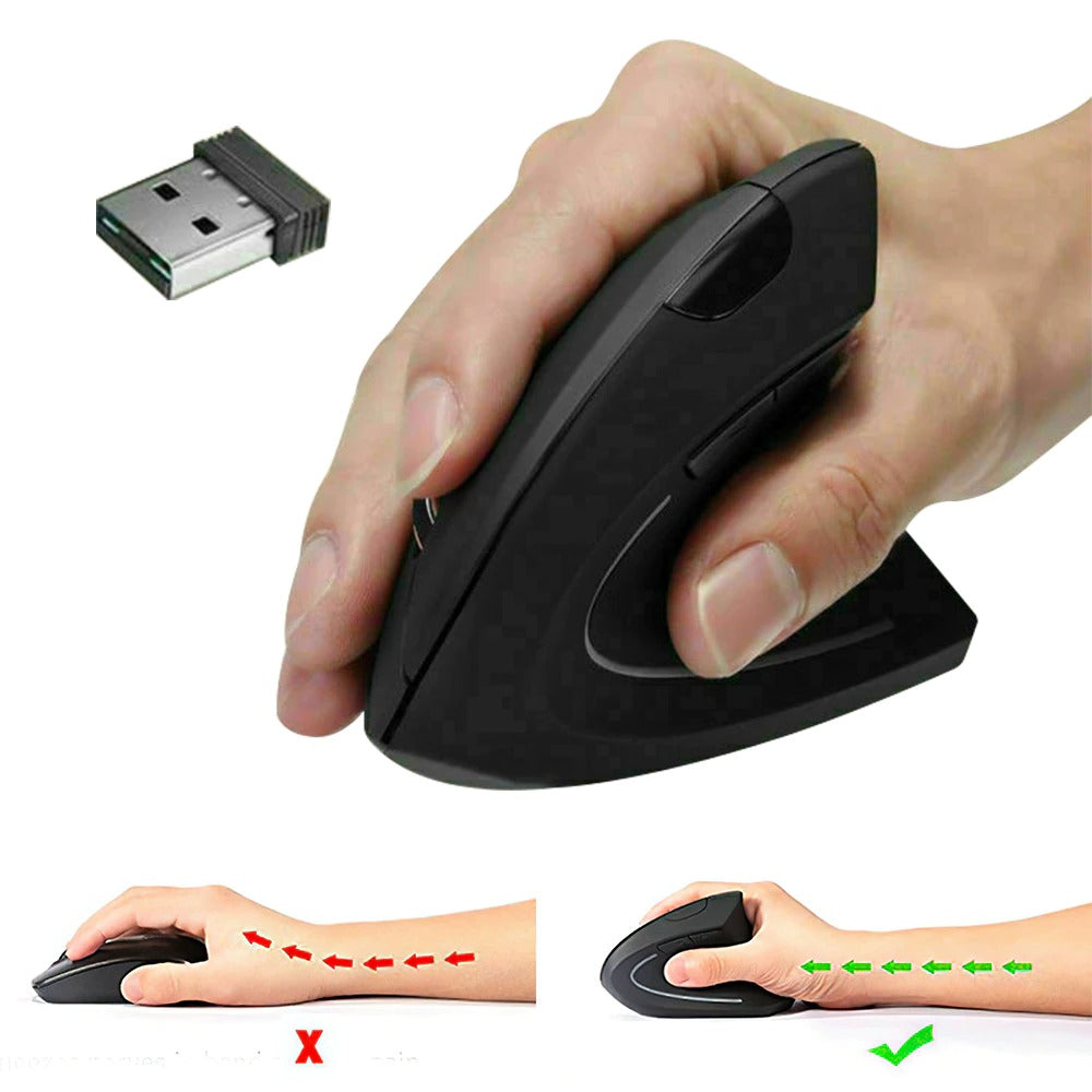 Mouse Ergonómico Inalámbrico Negro Cómodo
