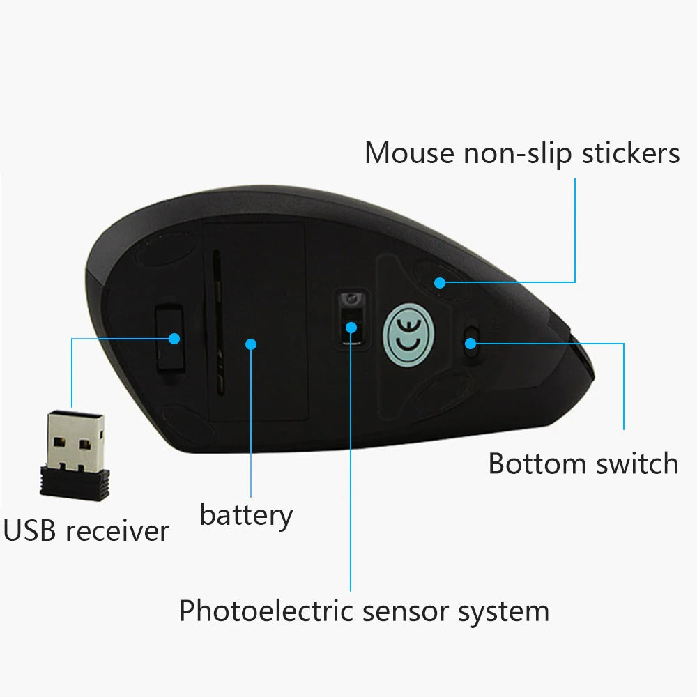 Mouse Ergonómico Inalámbrico Negro Cómodo