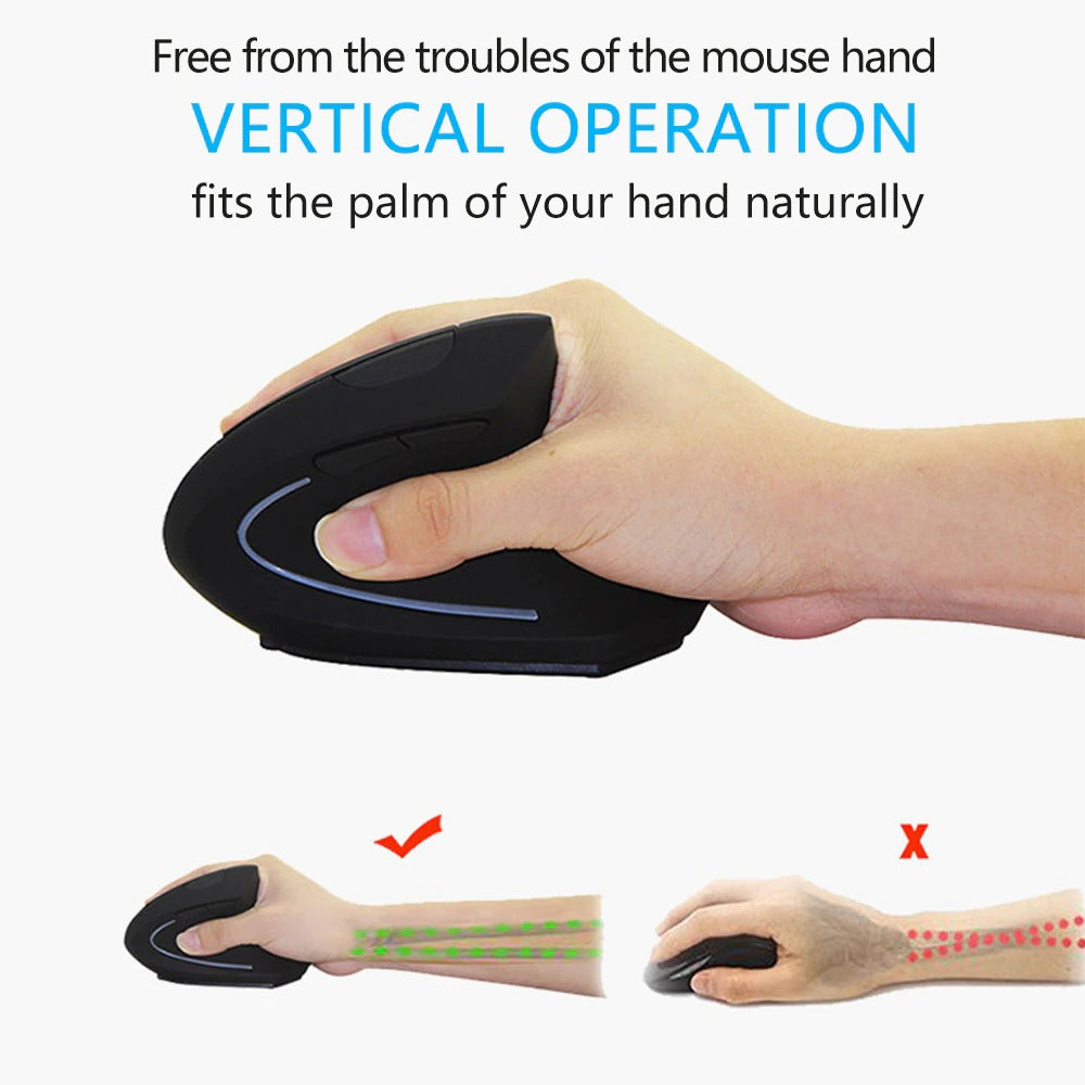 Mouse Ergonómico Inalámbrico Negro Cómodo