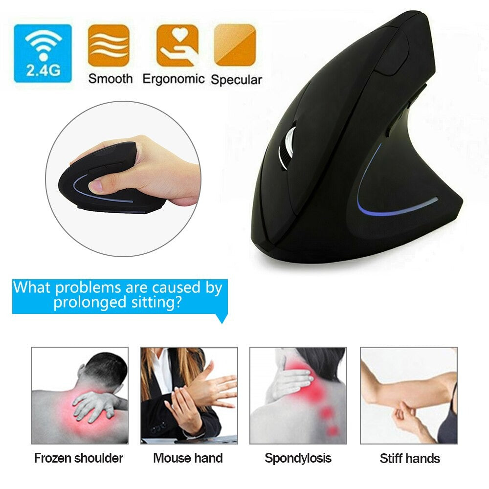 Mouse Ergonómico Inalámbrico Negro Cómodo