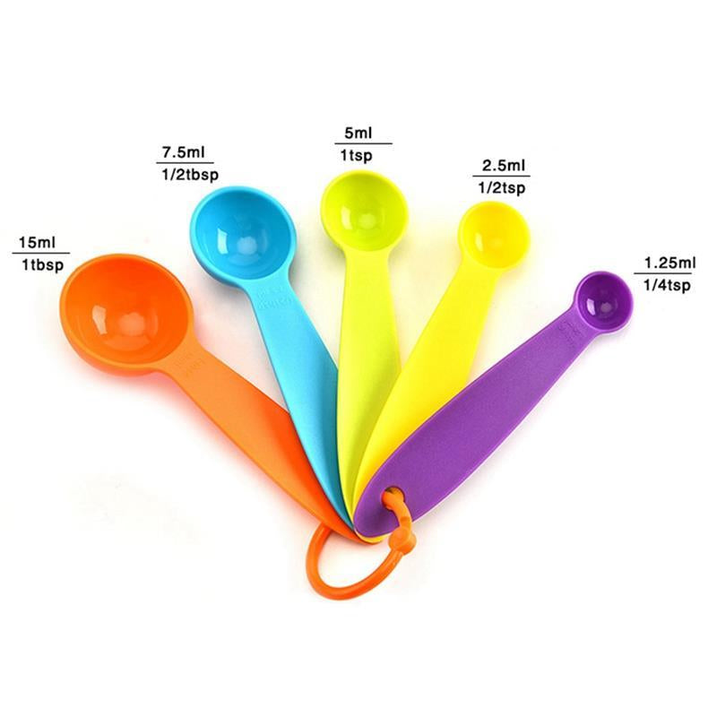 Set x5 Cucharas Medidoras Plasticas Repostería Colores