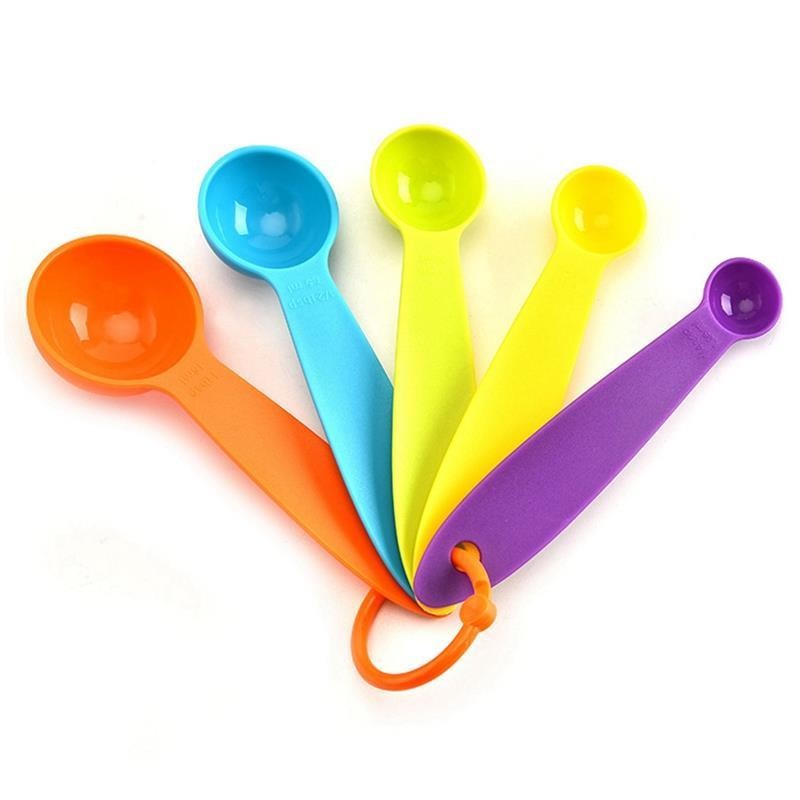 Set x5 Cucharas Medidoras Plasticas Repostería Colores