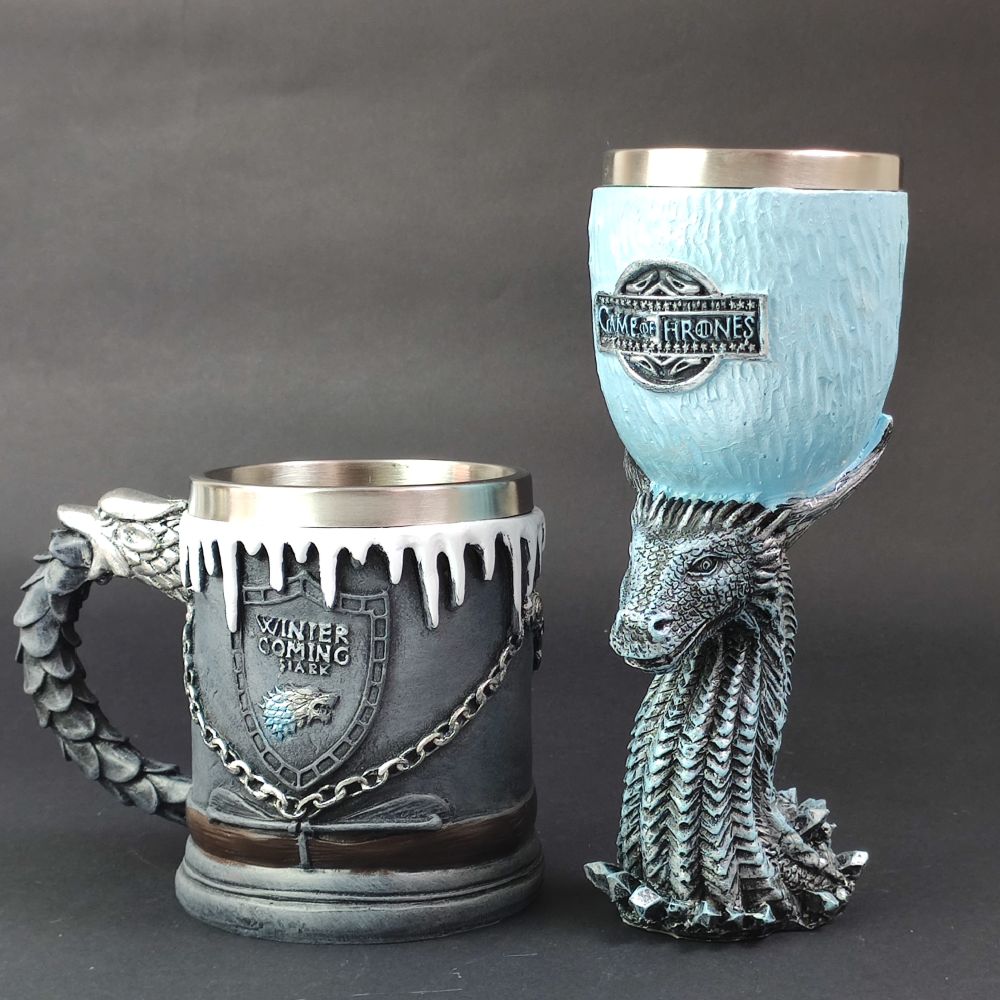 Copa Decorativa Game Of Thrones Resina Dragón 3d Azul