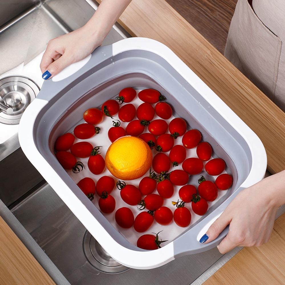 Tabla de picar 3 en 1 Plegable Almacenamiento Colador Cocina - Tienvir