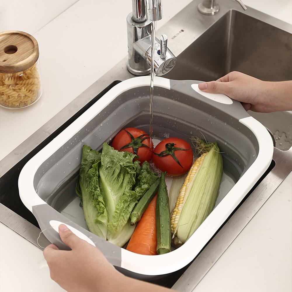 Tabla de picar 3 en 1 Plegable Almacenamiento Colador Cocina - Tienvir