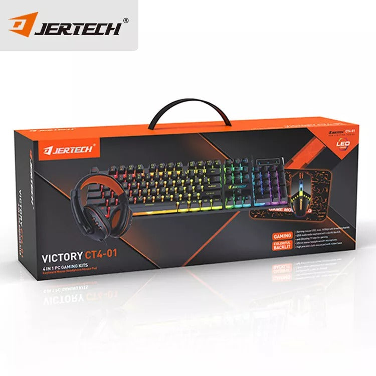 Combo Gamer Teclado, Mouse, Diadema y Mousepad Jertech CT-04