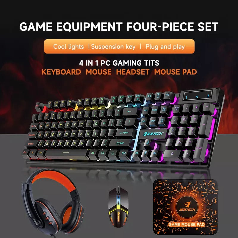 Combo Gamer Teclado, Mouse, Diadema y Mousepad Jertech CT-04